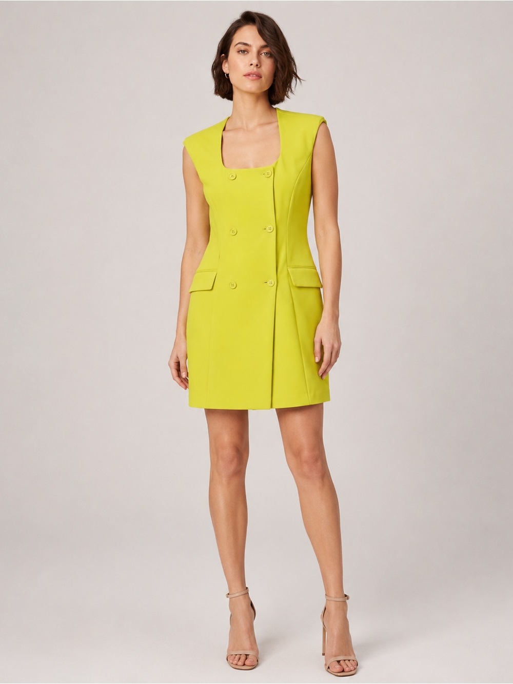 Calvin Klein Lime Green Sleeveless Double Breasted Dress Size 8 NWT